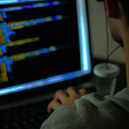 Una imagen de una persona trabajando en una computadora con una pantalla de código